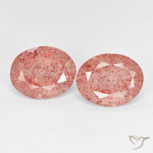4.91ctw Naturale Rosa arancio Quarzo Fragola, Ovale, Trasparente