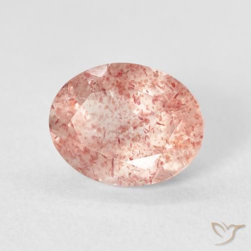 Quarzo fragola Rosa arancio naturale da 2.61 ct, Ovale, Trasparente