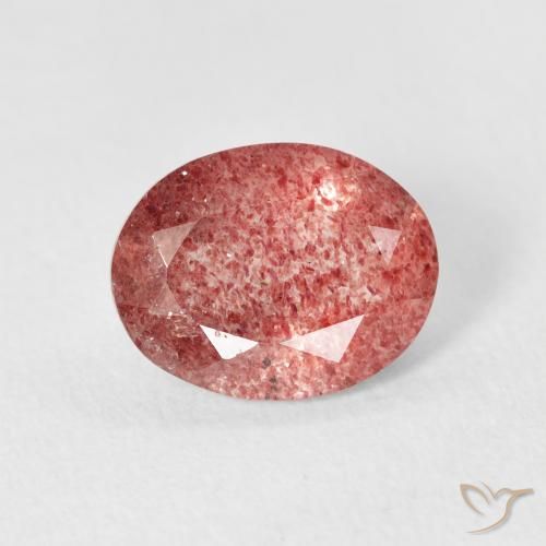 2.20ct Naturale Rosa rossastra Quarzo Fragola, Ovale, Trasparente