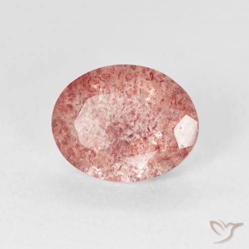 Quarzo fragola Rosa rossastra naturale da 2.28 ct, Ovale, Trasparente