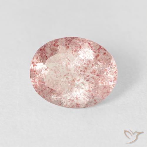 Quarzo fragola Rosa chiaro naturale da 2.10 ct, Ovale, Trasparente