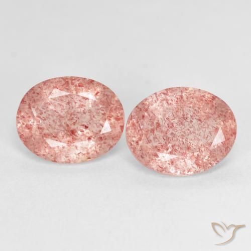 4.81ctw Naturale rosa lampone Quarzo fragola, Ovale, Trasparente