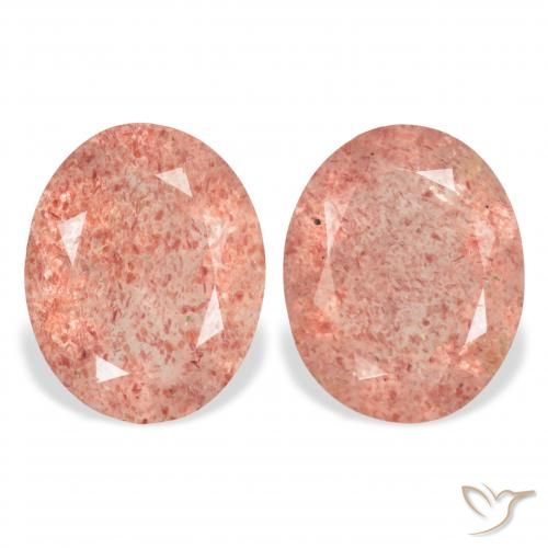 5.71ctw Naturale Rosa arancione Quarzo Fragola, Ovale, Trasparente