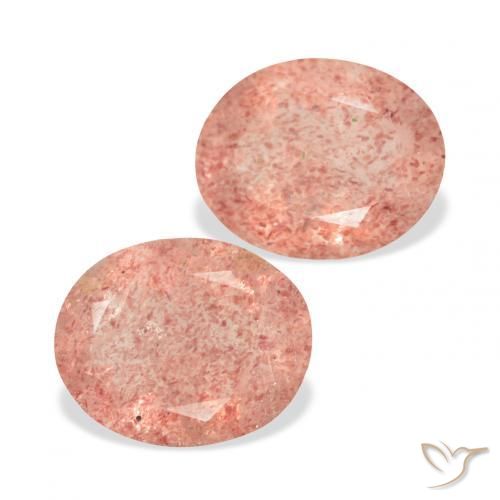 Gemme di Quarzo fragola Rosa arancione naturale da 5.71 ct, Ovale, Trasparente