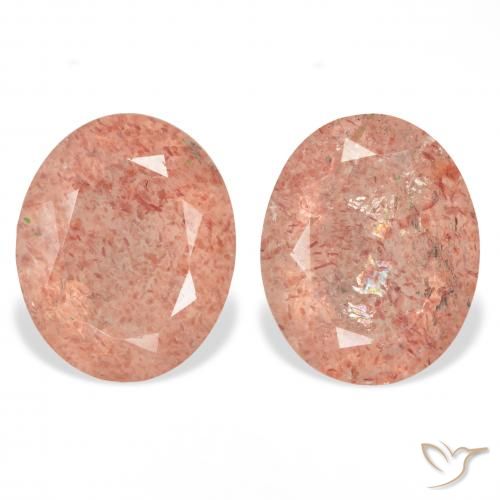6.40ctw Naturale Rosa arancione Quarzo Fragola, Ovale, Trasparente