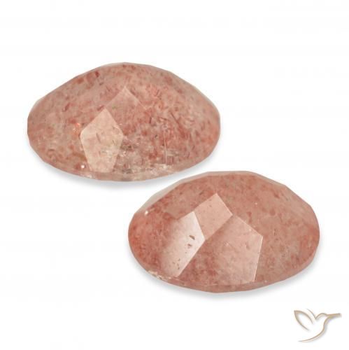 Gemme di Quarzo fragola Rosa arancione naturale da 6.40 ct, Ovale, Trasparente