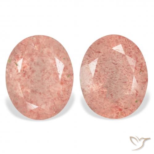 6.80ctw Naturale Rosa arancione Quarzo Fragola, Ovale, Trasparente