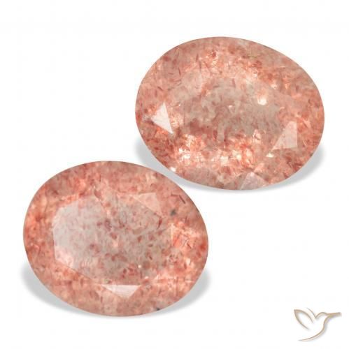 Gemme di Quarzo fragola Rosa arancione naturale da 6.51 ct, Ovale, Trasparente