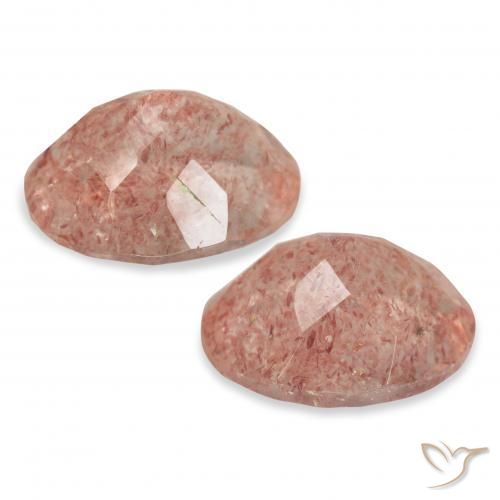 Gemme di Quarzo fragola Rosa arancione naturale da 6.51 ct, Ovale, Trasparente
