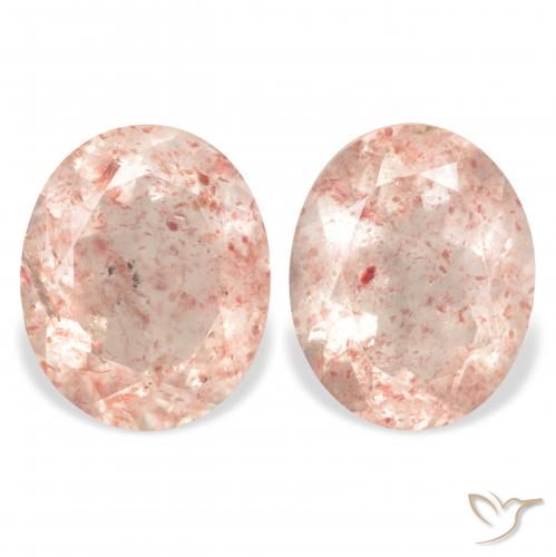 6.89ctw Naturale Light Grapefruit Pink Quarzo Fragola, Ovale, Trasparente