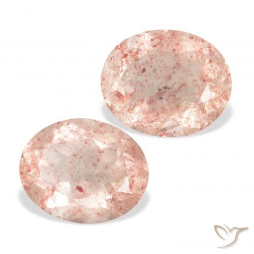 Gemme di Quarzo fragola Light Grapefruit Pink naturale da 6.89 ct, Ovale, Trasparente