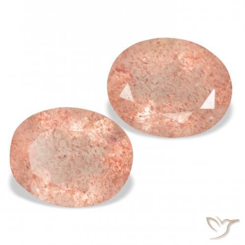 Gemme di Quarzo fragola Rosa arancione naturale da 5.92 ct, Ovale, Trasparente