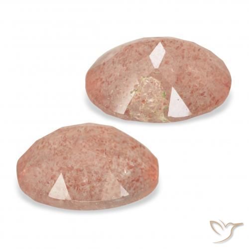 Gemme di Quarzo fragola Rosa arancione naturale da 5.92 ct, Ovale, Trasparente