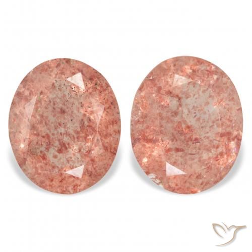 6.46ctw Naturale Rosa arancione Quarzo fragola, Ovale, Trasparente