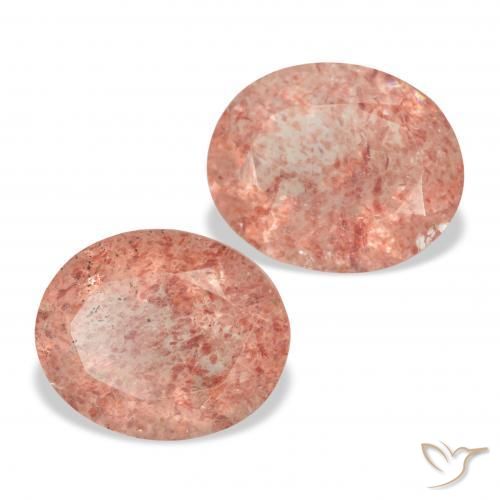 Gemme di Quarzo fragola Rosa arancione naturale da 6.46 ct, Ovale, Trasparente