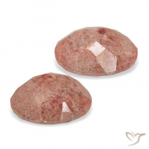 Gemme di Quarzo fragola Rosa arancione naturale da 6.46 ct, Ovale, Trasparente