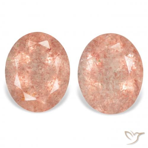 6.55ctw Naturale Pompelmo Rosa Quarzo Fragola, Ovale, Trasparente