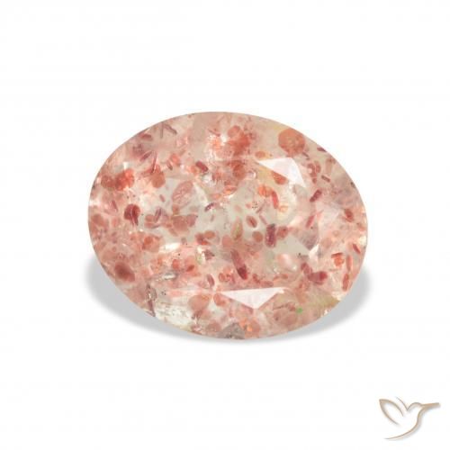 Quarzo fragola Rosa arancio naturale da 3.22 ct, Ovale, Trasparente