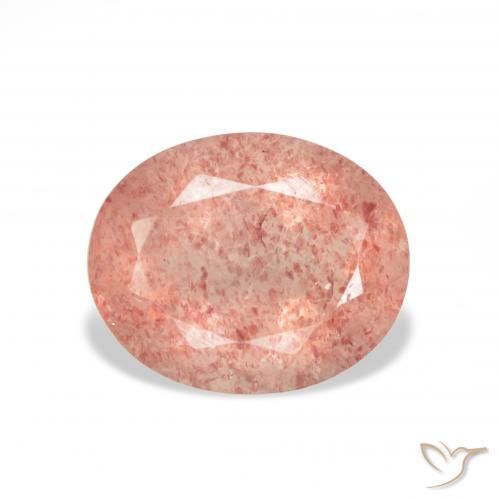 3.38ct Naturale rosa lampone Quarzo Fragola, Ovale, Trasparente