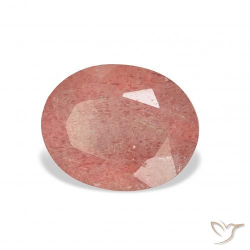 Quarzo fragola Rosa arancione naturale da 3.32 ct, Ovale, Trasparente