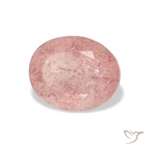 Quarzo fragola Rosa chiaro naturale da 3.49 ct, Ovale, Trasparente
