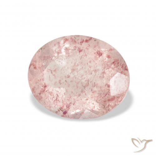 Quarzo fragola Rosa chiaro naturale da 3.42 ct, Ovale, Trasparente