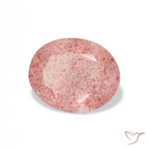 Quarzo fragola Medium Light-Pink naturale da 3.19 ct, Ovale, Trasparente