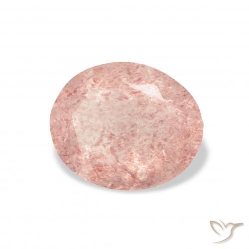 Quarzo fragola Rosa chiaro naturale da 3.09 ct, Ovale, Trasparente