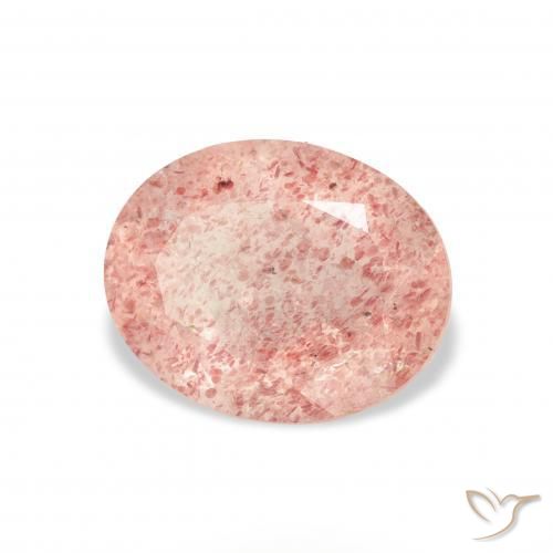Quarzo fragola Rosa chiaro naturale da 3.28 ct, Ovale, Trasparente