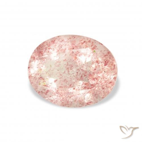 Quarzo fragola Rosa chiaro naturale da 3.16 ct, Ovale, Trasparente