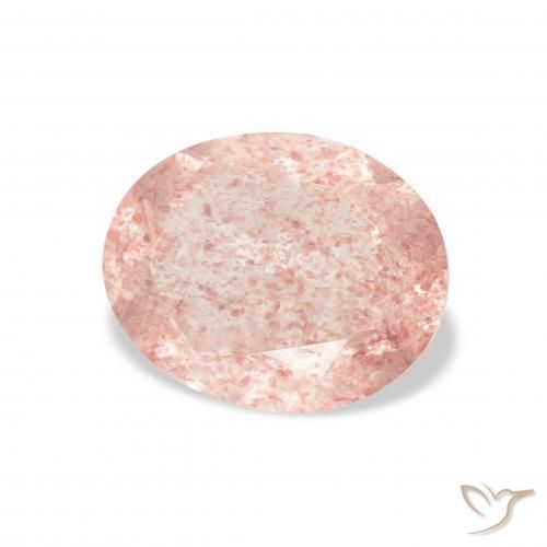 Quarzo fragola rosa fenicottero naturale da 2.90 ct, Ovale, Trasparente