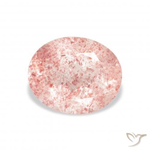 Quarzo fragola Rosa chiaro naturale da 3.20 ct, Ovale, Trasparente