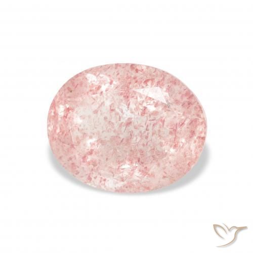 Quarzo fragola Rosa chiaro naturale da 3.51 ct, Ovale, Trasparente