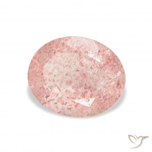 Quarzo fragola Medium Light-Pink naturale da 3.41 ct, Ovale, Trasparente