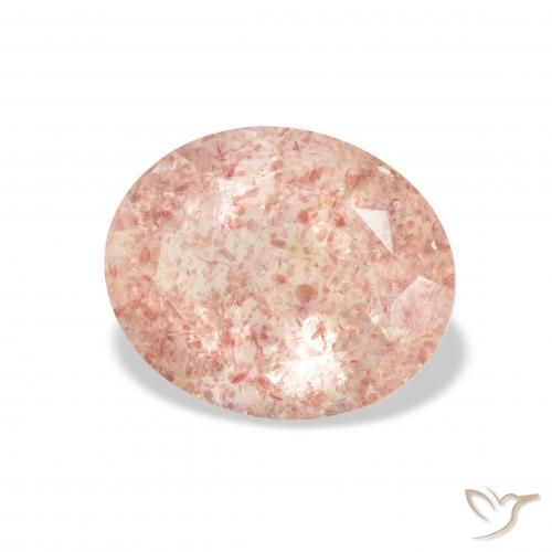 Quarzo fragola Rosa chiaro naturale da 3.22 ct, Ovale, Trasparente