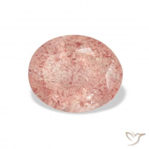 Quarzo fragola Rosa arancione naturale da 3.54 ct, Ovale, Trasparente