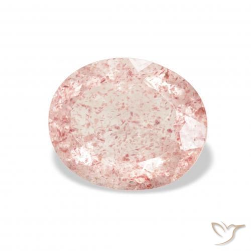 Quarzo fragola Rosa chiaro naturale da 3.34 ct, Ovale, Trasparente