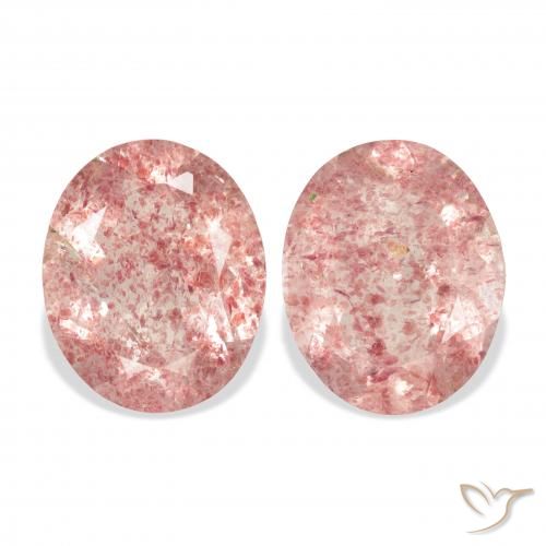 5.91ctw Naturale Rosa scuro Quarzo Fragola, Ovale, Trasparente
