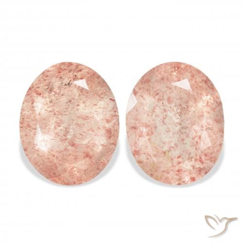 6.64ctw Naturale rosa pesca Quarzo Fragola, Ovale, Trasparente