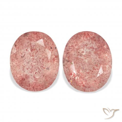 6.43ctw Naturale Rosa arancio Quarzo Fragola, Ovale, Trasparente