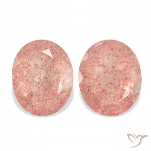 7.46ctw Naturale Rosa arancio intenso Deep Quarzo Fragola, Ovale, Trasparente