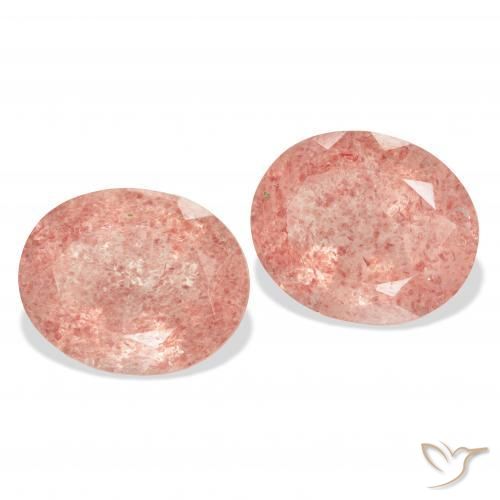Gemme di Quarzo fragola Rosa arancio intenso Deep naturale da 7.46 ct, Ovale, Trasparente
