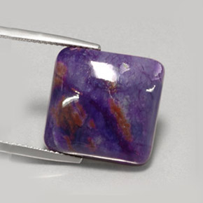 Sugilite naturale viola da 15,15 ct, taglio a cuscino, opaco