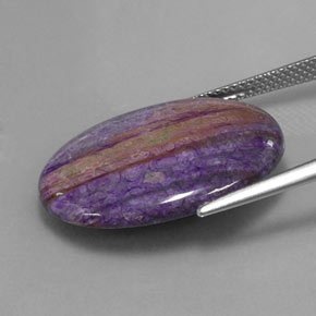 Sugilite naturale multicolore da 12,41 ct, taglio ovale, opaco