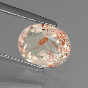 Pietra solare Arancione naturale da 1.20 ct, Taglio ovale, Trasparente