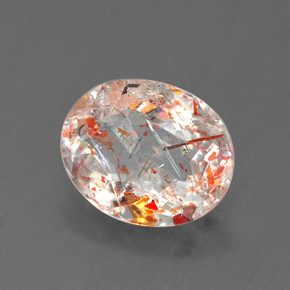 Pietra del sole naturale arancione da 1,06 ct, taglio ovale, trasparente