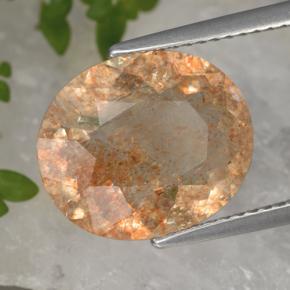 Pietra del sole arancione naturale da 4,51 ct, taglio ovale, trasparente