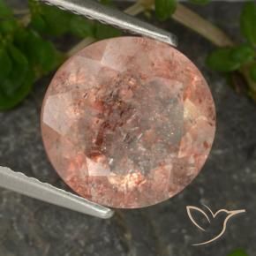 Pietra solare Arancio tigre chiaro naturale da 3.19 ct, Rotondo, Trasparente