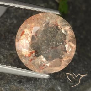 Pietra solare Arancione chiaro naturale da 3.55 ct, Rotondo, Trasparente