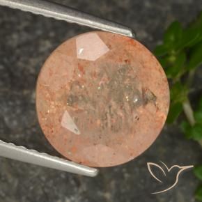 Pietra solare Arancio Pesca Chiaro naturale da 3.36 ct, Rotondo, Trasparente